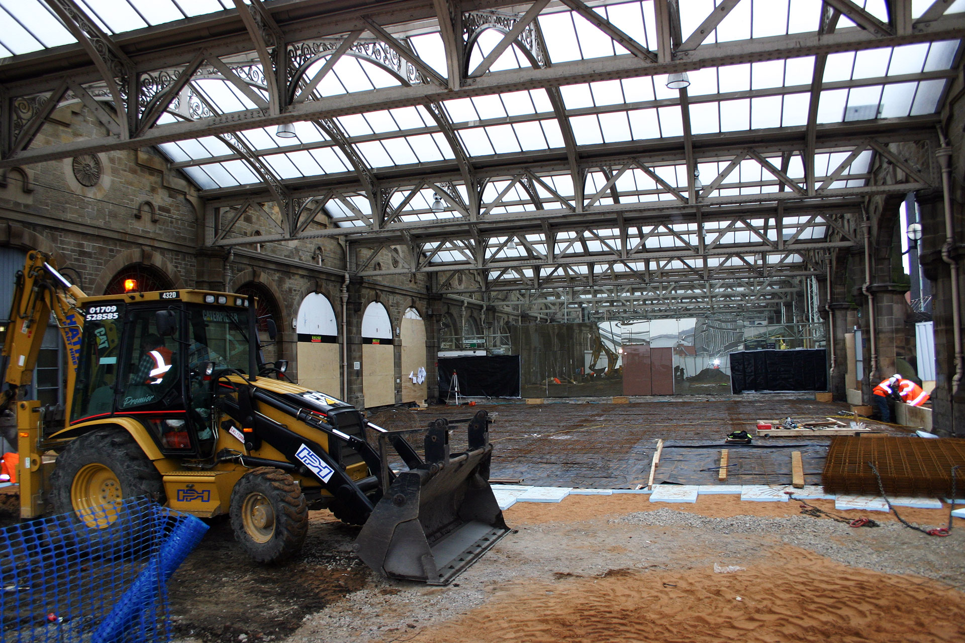 Inside Sheffield train station while under construction