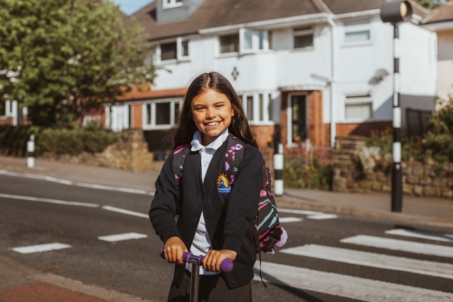 Child crossing the road